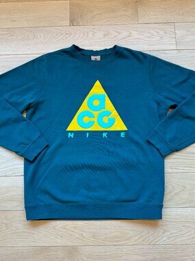 *SOLD* Nike Sportswear ACG Logo Crew Fleece Dark Atomic Teal AR8796-375 LARGE